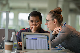 Two students working together